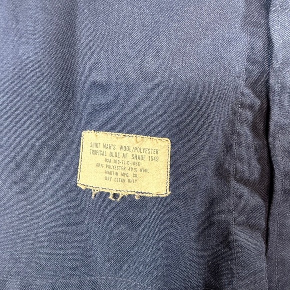 USAF AIR FORCE Mens Tropical Blue AF Shade 1549 Uniform Shirt Missing Size tag - Picture 9 of 10